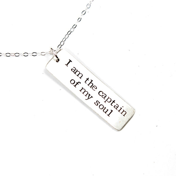 "I am the captain of my soul" Sterling Silver Necklace