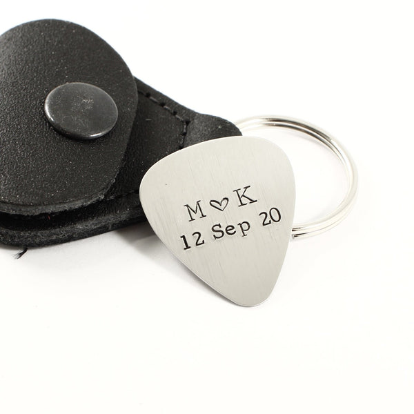 Custom, Hand stamped Guitar Pick with initials and date - Completely Hammered