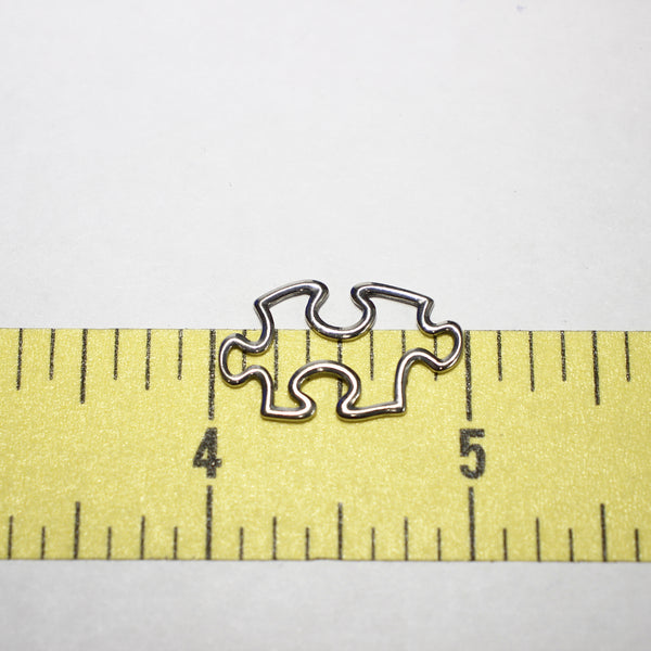 Sterling Silver Puzzle Piece Charm - Supply Destash - Completely Hammered