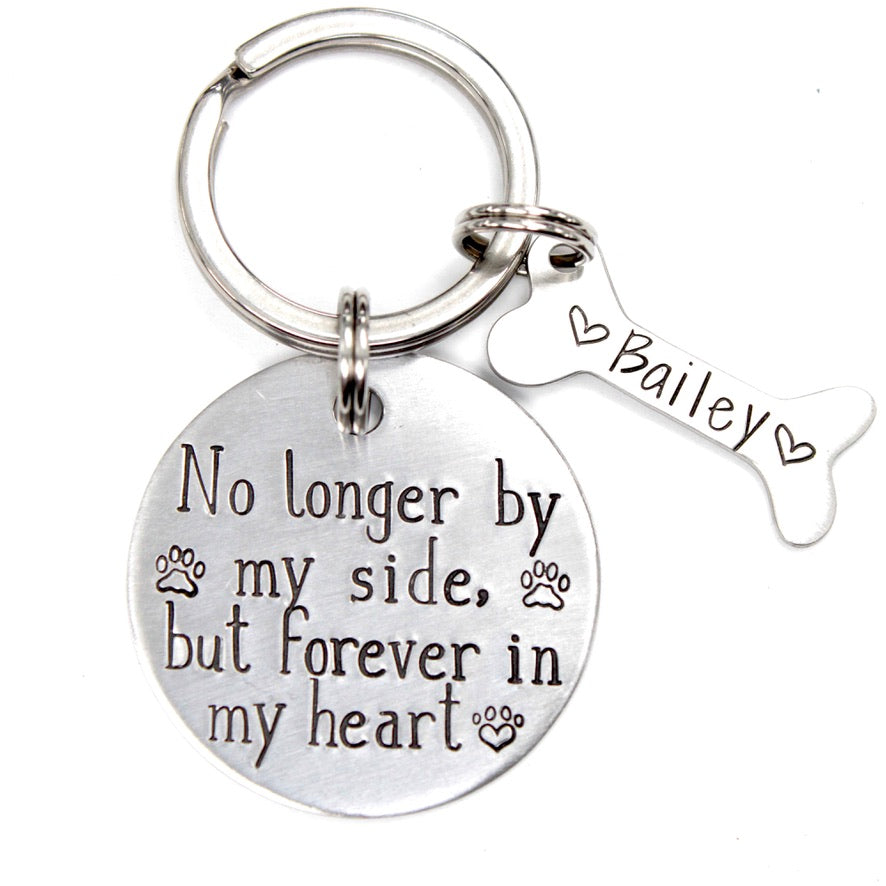 "No longer by my side, but forever in my heart" Stainless Steel keychain - Pet Memorial Keychain