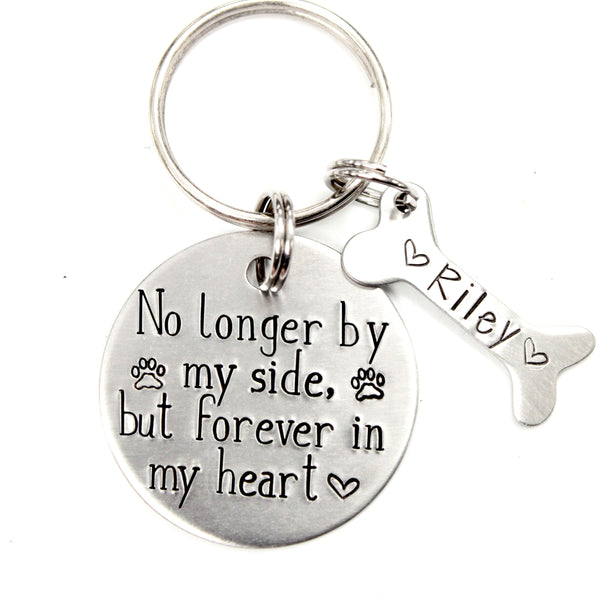 "No longer by my side, but forever in my heart" Stainless Steel keychain - Pet Memorial Keychain