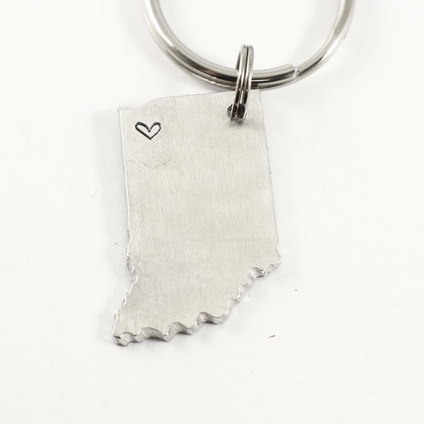 Northwest Indiana - Hand Stamped Indiana Keychain - ready to ship - Completely Hammered