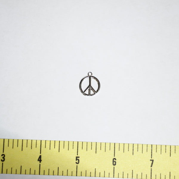 Sterling Silver Peace Sign Charm - Supply Destash - Completely Hammered