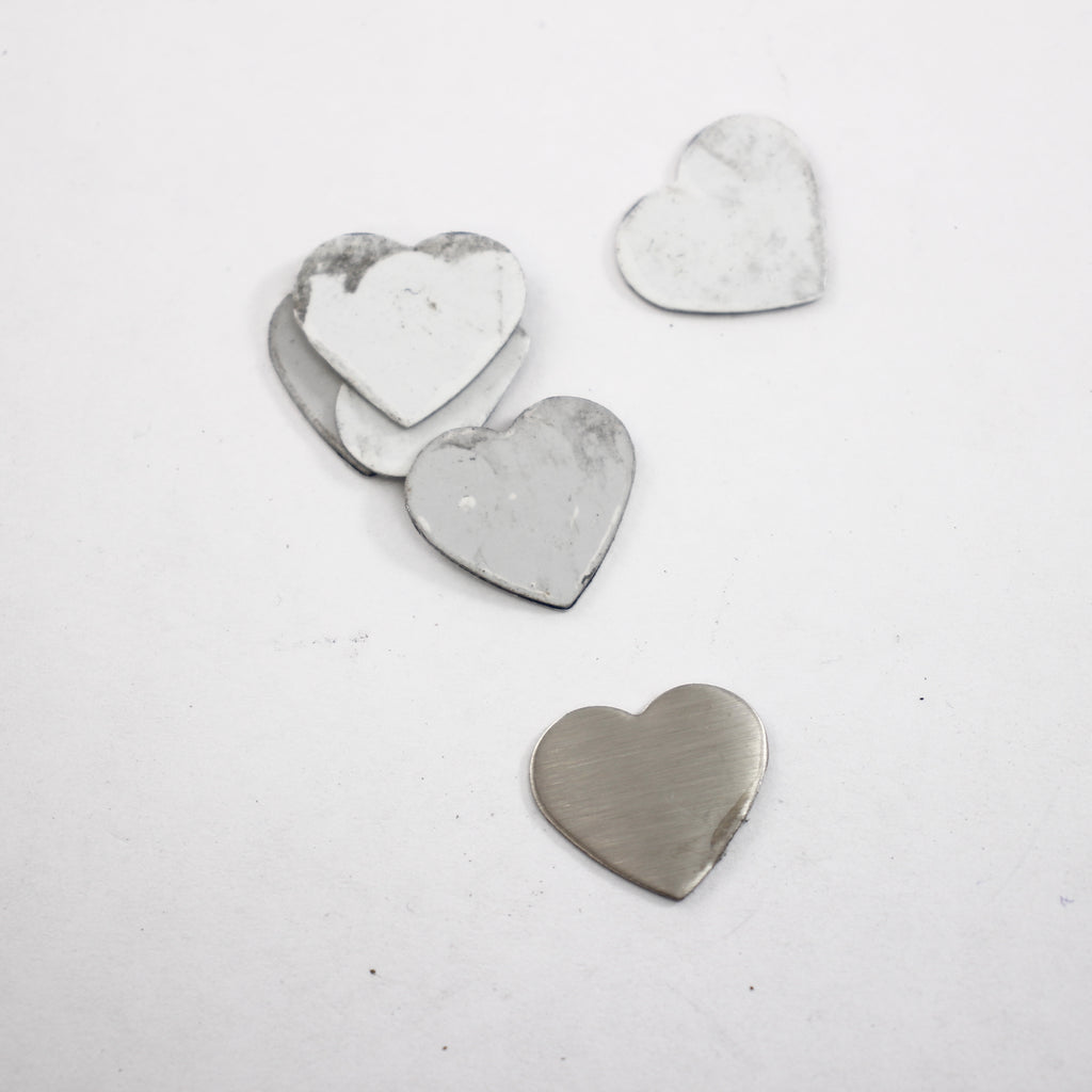 Heart Stamping Blanks - Stainless Steel - Supply Destash - Completely Hammered