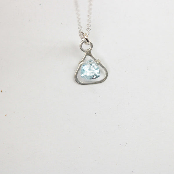 Sterling silver and Princess Cut Blue Topaz Pendant