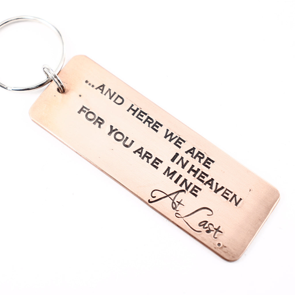 "... at last" Copper Keychain - DISCOUNTED and READY TO SHIP