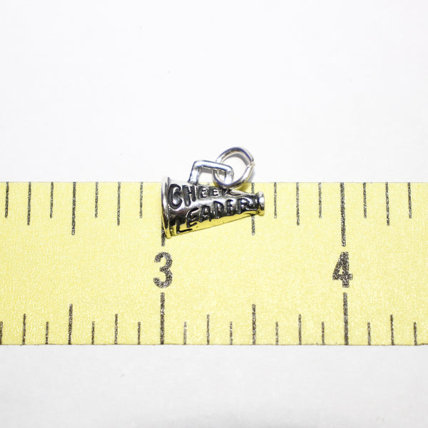 Sterling Silver "Cheerleader" Megaphone Charm - Supply Destash - Completely Hammered