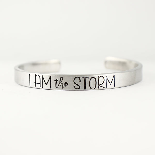"I am THE STORM" 1/4" Cuff Bracelet - Cuff Bracelets - Completely Hammered - Completely Wired