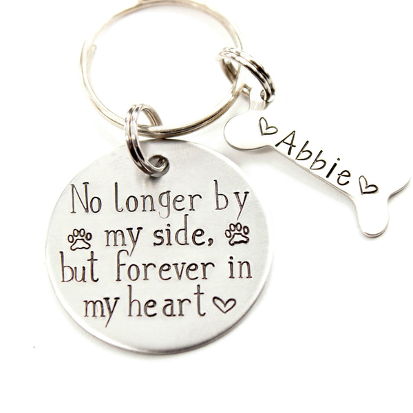 "No longer by my side, but forever in my heart" Stainless Steel keychain - Pet Memorial Keychain