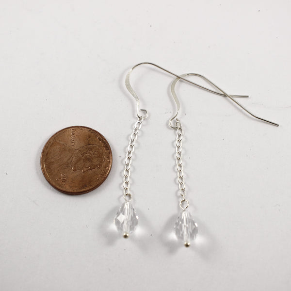 Sterling silver and Swarovski Crystal Dangle Earrings - Completely Hammered