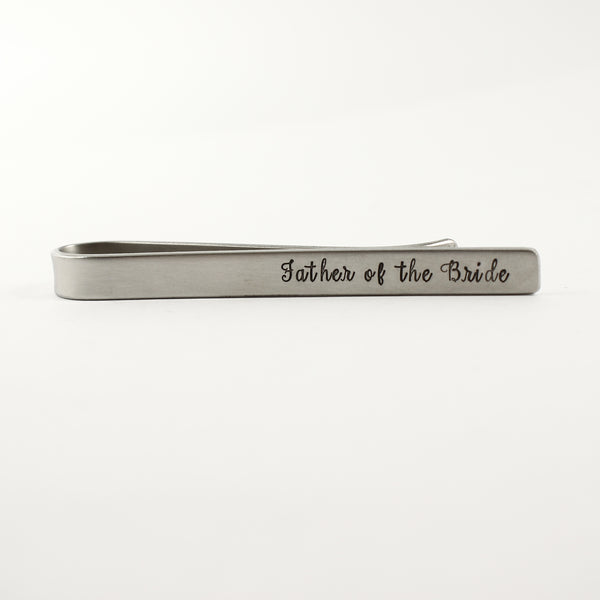 Custom Hand Stamped Tie Bar / Tie Clip - Completely Hammered