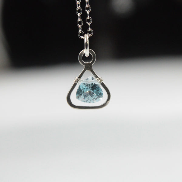 Sterling silver and Princess Cut Blue Topaz Pendant