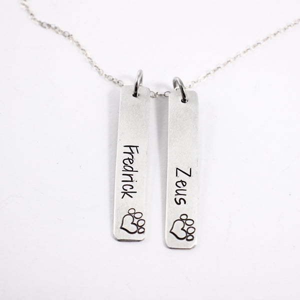 Pet Memorial Necklace - Sterling Silver - 1.5" Charm - Completely Hammered