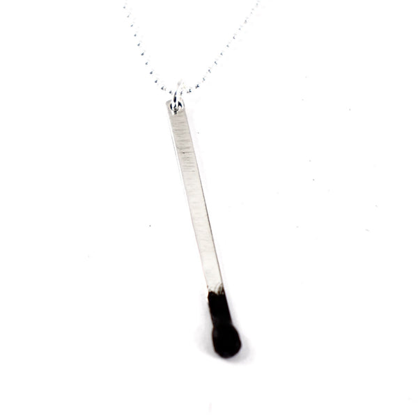 Matchstick Necklace - Sterling Silver - Available personalized or plain. -  - Completely Hammered - Completely Wired