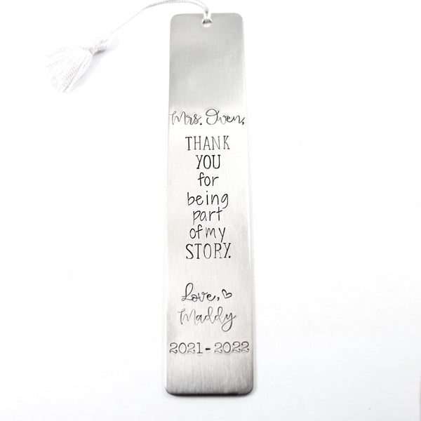 "Thank you for being part of my story" Bookmark