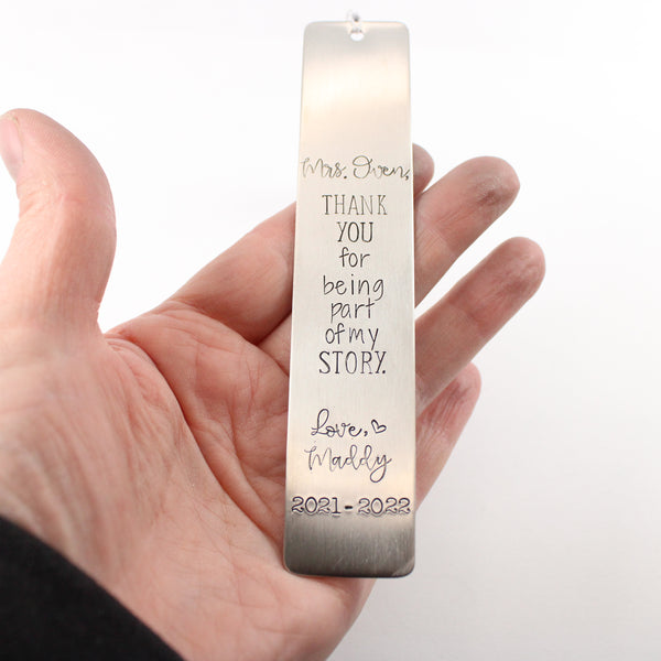 "Thank you for being part of my story" Bookmark