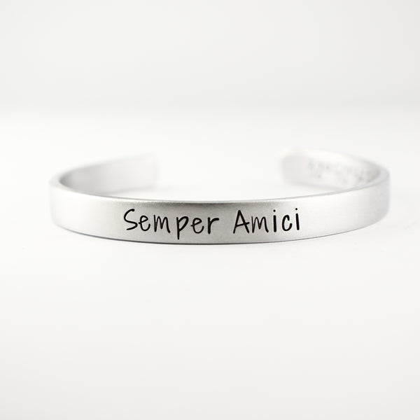 Custom Stamped, 1/4" Wide Pure Aluminum Cuff Bracelet - Completely Hammered