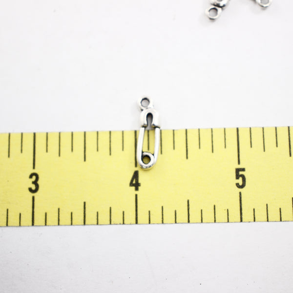 Safety Pin Charms - 12 pieces - Supply Destash - Completely Hammered