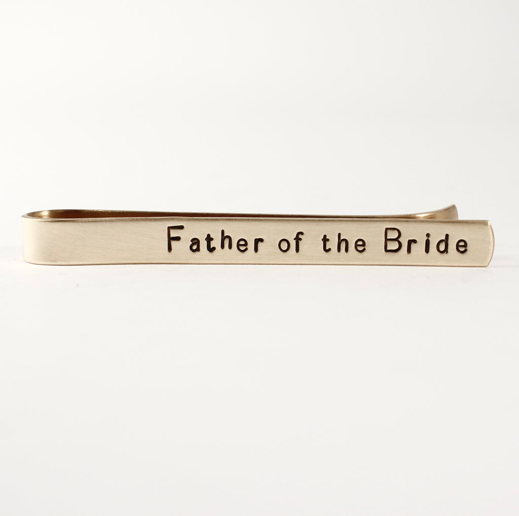 "Father of the Bride" Tie Bar / Tie Clip - Discounted & ready to ship - Completely Hammered