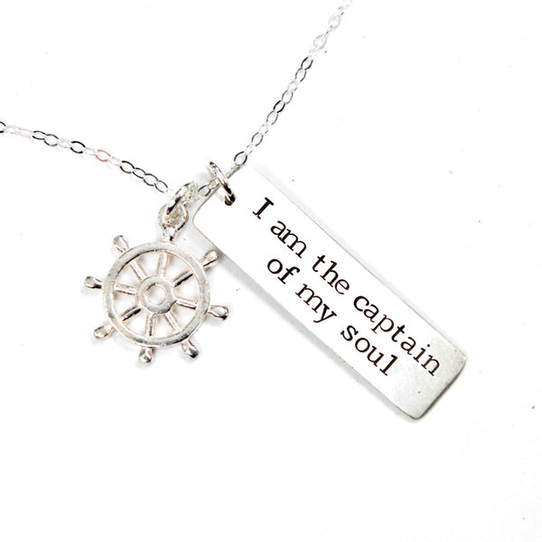 "I am the captain of my soul" Sterling Silver Necklace