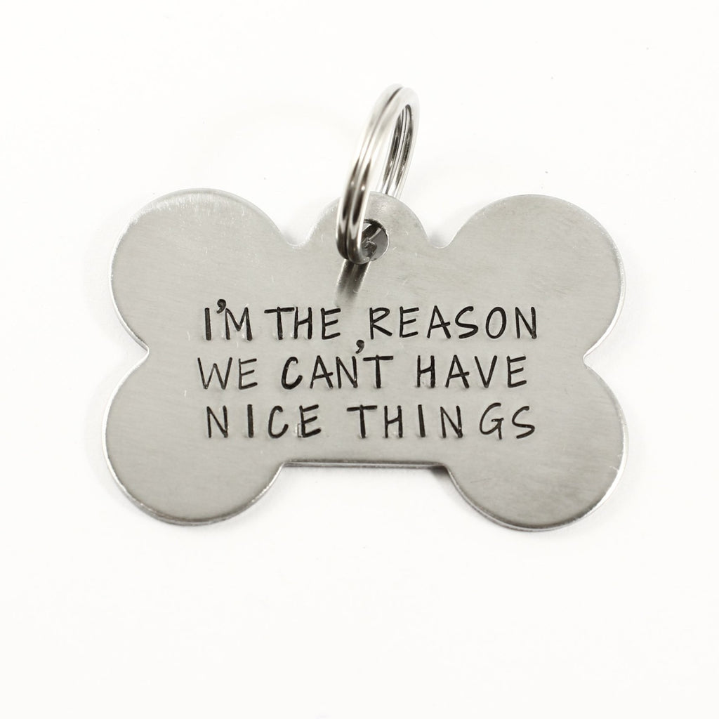 Pet ID Tag -  "I'm the reason we can't have nice things" - Completely Hammered