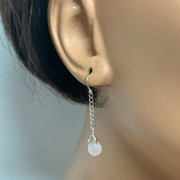 Sterling silver and Rose Quartz Dangle Earrings