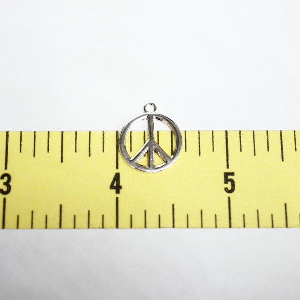 Sterling Silver Peace Sign Charm - Supply Destash - Completely Hammered