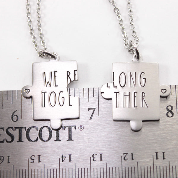 "We belong together" Interlocking Puzzle piece necklace set (2 pieces)