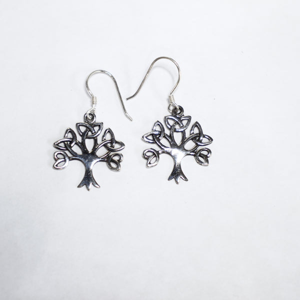 Sterling Silver Tree Of Life Earrings / Charms - Supply Destash - Completely Hammered