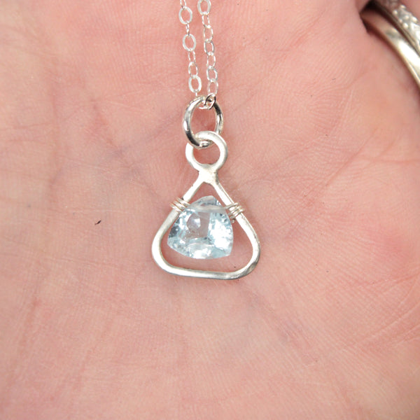 Sterling silver and Princess Cut Blue Topaz Pendant