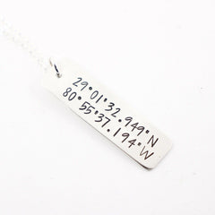 Custom GPS Coordinate Charm / Pendant with Chain