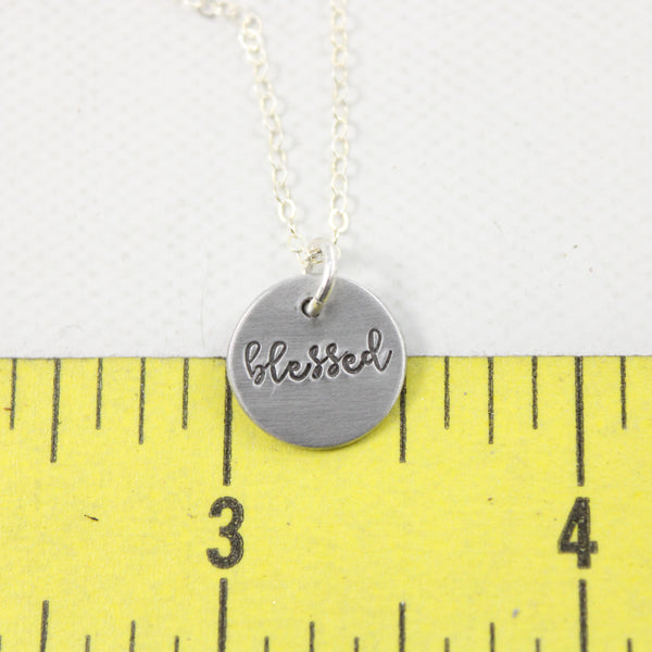 "Blessed" Hand Stamped Sterling Silver, Gold Filled or Rose Gold-Filled Necklace / Charm