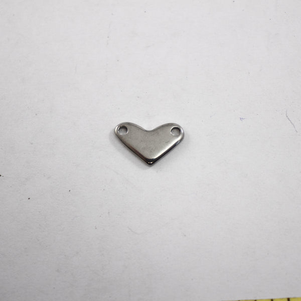 Heart Connector - 4 pieces - Stainless Steel - Supply Destash - Completely Hammered