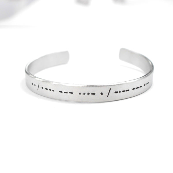 "I love you" morse code Bracelet - Your choice of metals