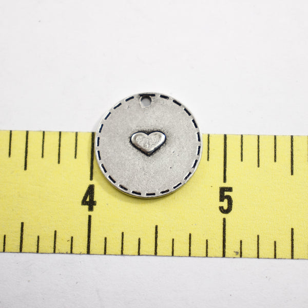 Pewter Round with Heart - Supply Destash - Completely Hammered