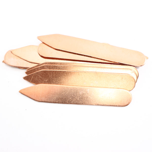 Collar Stay Blanks - Set of 2 - Copper - Supply Destash - Completely Hammered