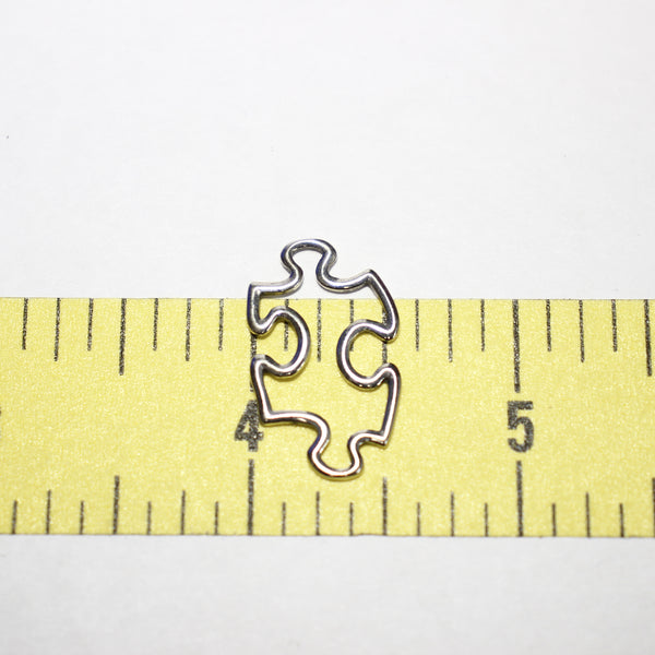 Sterling Silver Puzzle Piece Charm - Supply Destash - Completely Hammered