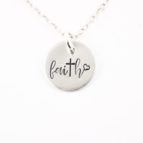 "Faith" Hand Stamped Sterling Silver or Gold Filled Necklace / Charm