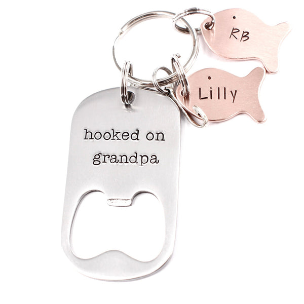 "Hooked on grandpa" Stainless Steel Bottle Opener