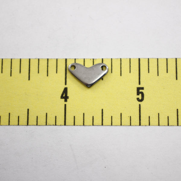 Heart Connector - 4 pieces - Stainless Steel - Supply Destash - Completely Hammered