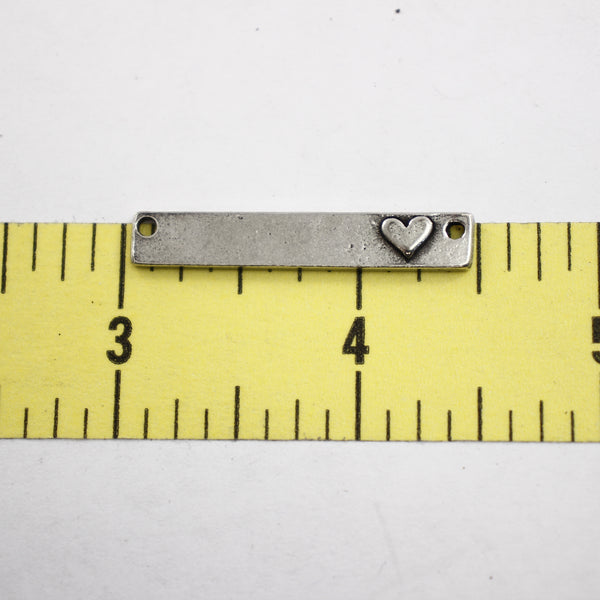 Pewter Rectangle with Raised Heart - Supply Destash - Completely Hammered