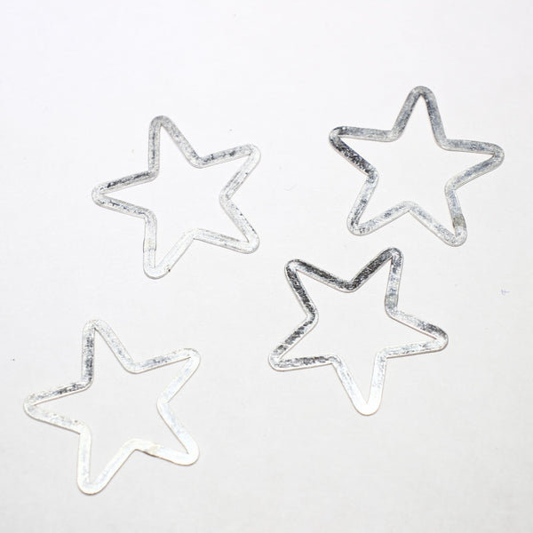 Sterling Silver Flat Star Component - Supply Destash - Completely Hammered