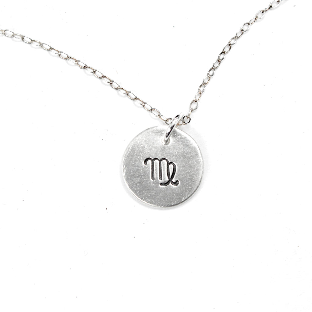 Zodiac Sign Hand Stamped Sterling Silver Necklace / Charm