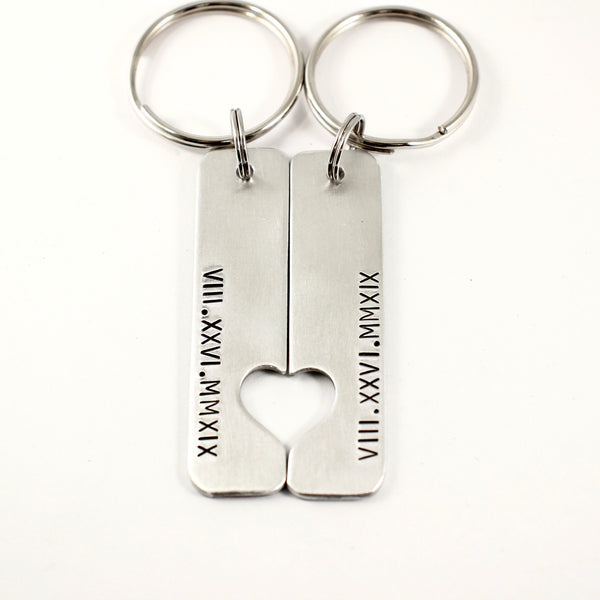 Roman Numeral Couples Keychain Set - Completely Hammered