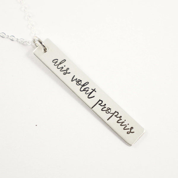 "Alis volat propriis" (She flies with her own wings) Necklace / Charm - Sterling Silver - Completely Hammered