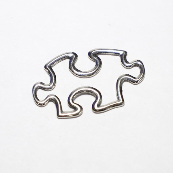 Sterling Silver Puzzle Piece Charm - Supply Destash - Completely Hammered