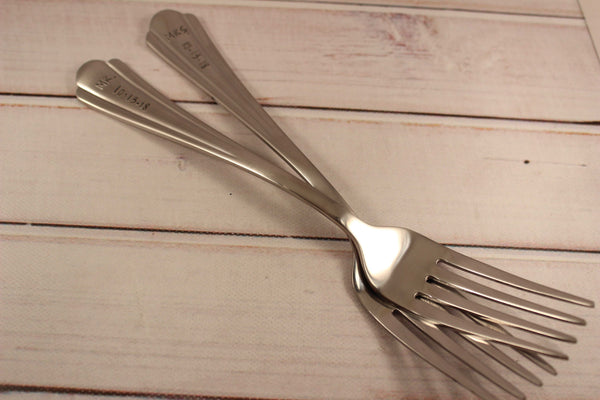 Mr and Mrs Cake Forks with Date -  - Completely Hammered - Completely Wired