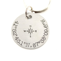 Custom, Coordinate Keychain Stainless Steel keychain.