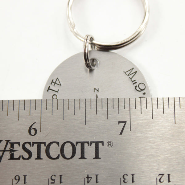 Custom, Coordinate Keychain Stainless Steel keychain.