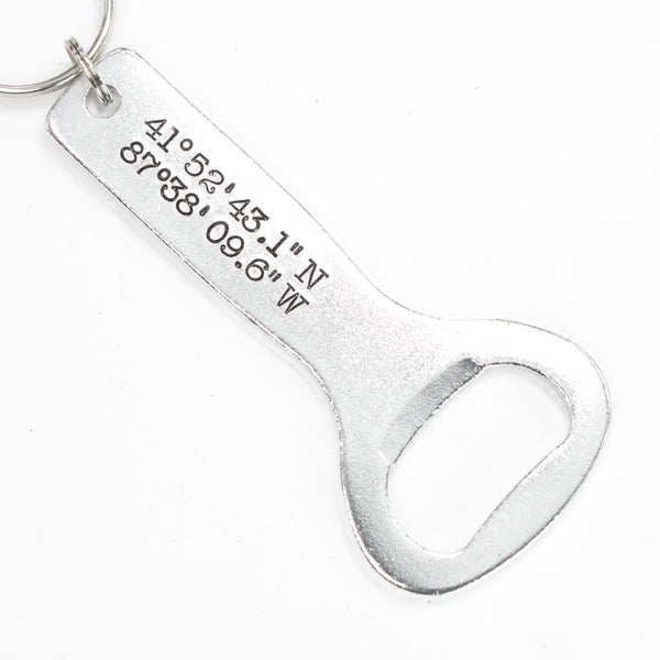 GPS Location Bottle Opener Keychain - Custom